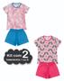 Imagem de Kit 2 Pijama Verão Infantil 1 ao 8 Algodão Feminino - MANGA CURTA