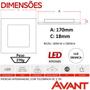 Imagem de Kit 2 Plafon Led Quadrado Embutir 12w 17x17cm Branco Frio