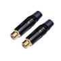 Imagem de Kit 2 Plug Rca Fêmea Profissional Preto Dourado Preto Mxt