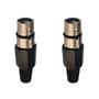 Imagem de Kit 2 Plug Xlr Fêmea Metal Simples Cromado Dreamer