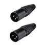 Imagem de Kit 2 Plug Xlr Macho Metal Profissional Preto Mxt