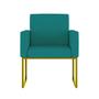 Imagem de Kit 2 Poltrona Cadeira Decorativa Recepção Base Ferro Dourado