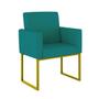 Imagem de Kit 2 Poltrona Cadeira Decorativa Recepção Base Ferro Dourado