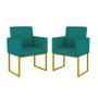 Imagem de Kit 2 Poltrona Cadeira Decorativa Recepção Base Ferro Dourado