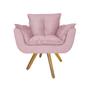 Imagem de Kit 2 Poltrona Decorativa Base Giratória De Madeira Quarto Opala Suede Rosa Bebe - DL Decor