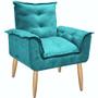 Imagem de Kit 2 Poltrona Decorativa Canoa Retrô Suede Azul Turquesa para Sala de Estar Luxo Escritório Quarto