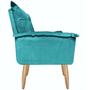 Imagem de Kit 2 Poltrona Decorativa Canoa Retrô Suede Azul Turquesa para Sala de Estar Luxo Escritório Quarto