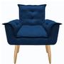Imagem de Kit 2 Poltrona Decorativa Opala Retrô Suede Azul Marinho para Sala de Estar Luxo Escritório Quarto