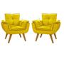 Imagem de Kit 2 Poltrona Decorativa Opala Suede Amarelo  para Sala de Estar Luxo Escritório Quarto