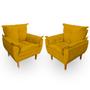 Imagem de Kit 2 Poltrona Opala Premium para Sala e Quarto Suede Amarelo - LH Decor