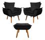 Imagem de Kit 2 Poltrona+puff Opala Recepção Salão Suede Preto