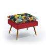 Imagem de Kit 2 Poltronas Almofadadas Opala com Puff Lunar Sued Estampado Colorido com Vermelho Aradecor