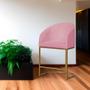 Imagem de Kit 2 Poltronas Banqueta Decorativa Base Metal Mia Suede Rosa - LM DECOR