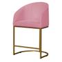 Imagem de Kit 2 Poltronas Banqueta Decorativa Base Metal Mia Suede Rosa - LM DECOR