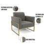 Imagem de Kit 2 Poltronas Base Industrial Alta Dourado Marisa Suede D03 - D'rossi Cor Grafite