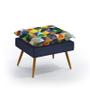 Imagem de Kit 2 Poltronas Beta com Puff Lunar Suede Estampado Colorido com Azul Marinho Aradecor