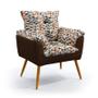 Imagem de Kit 2 Poltronas Beta com Puff Lunar Suede Estampado Laranja com Marrom Aradecor