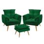 Imagem de Kit 2 Poltronas Beta com Puff Lunar Suede Verde Aradecor