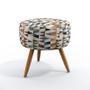 Imagem de Kit 2 Poltronas Beta e Puff Solar F-014 Sued Estampado Bege com Veludo Aradecor