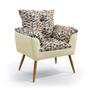 Imagem de Kit 2 Poltronas Beta e Puff Solar F-014 Sued Estampado Bege com Veludo Aradecor