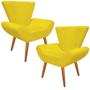 Imagem de Kit 2 Poltronas Cadeiras Decorativas Sala Emilya Suede liso Amarelo pés palito