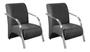 Imagem de Kit 2 Poltronas Cinza em Suede Para Sala de Espera Recepção Com Braços Cromados Decorativa Confortável - Sta