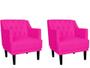 Imagem de Kit 2 Poltronas Decorativa Alice Couro Rosa Pink Pés Madeira Ms Decor