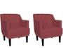 Imagem de Kit 2 Poltronas Decorativa Alice Suede Marsala Pés Madeira Ms Decor