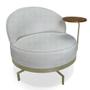 Imagem de Kit 2 Poltronas Decorativa Andromeda Linho Bouclê Cinza Claro Base Giratória de Ferro - Pallazio