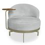 Imagem de Kit 2 Poltronas Decorativa Andromeda Linho Bouclê Cinza Claro Base Giratória de Ferro - Pallazio