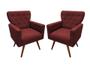 Imagem de Kit 2 Poltronas Decorativa Aurora Suede Marsala Pés Madeira Mz Decor