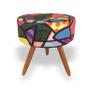 Imagem de Kit 2 Poltronas Decorativa Bia + Puff Redondo Suede Romero Brito Pés Madeira Mz Decor