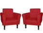 Imagem de Kit 2 Poltronas Decorativa Classic Couro Vermelho Pés Madeira Mz Decor