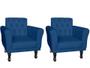 Imagem de Kit 2 Poltronas Decorativa Classic Suede Azul Marinho Pés Madeira Ms Decor