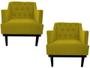 Imagem de Kit 2 Poltronas Decorativa Clássica Capitonê Couro Amarelo Pés Madeira Ms Decor