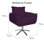 Imagem de Kit 2 Poltronas Decorativa Clínica Com Base Giratória de Metal Opala Suede Roxo - LM DECOR