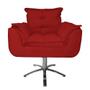 Imagem de Kit 2 Poltronas Decorativa Clínica Com Base Giratória de Metal Opala Suede Vermelho - LM DECOR