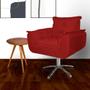 Imagem de Kit 2 Poltronas Decorativa Clínica Com Base Giratória de Metal Opala Suede Vermelho - LM DECOR