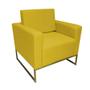 Imagem de Kit 2 Poltronas Decorativa Com Base de Ferro Sala de Espera Grazi Suede Amarelo - DL DECOR