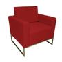 Imagem de Kit 2 Poltronas Decorativa Com Base de Ferro Sala de Espera Grazi Suede Vermelho - DL DECOR