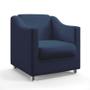 Imagem de Kit 2 Poltronas Decorativa Estofada Para Sala De Estar Alya E Puff Izar Sued Azul Marinho Aradecor