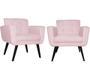 Imagem de Kit 2 Poltronas Decorativa Geovana Suede Rosa Bebê Pés Madeira Ms Decor