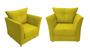 Imagem de Kit 2 Poltronas Decorativa Isis Couro Amarelo Pés Madeira Ms Decor