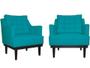 Imagem de Kit 2 Poltronas Decorativa Juliete Suede Azul Tifany Pés Madeira Ms Decor