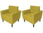 Imagem de Kit 2 Poltronas Decorativa Leticia Slim Suede Amarelo Pés Madeira Ms Decor