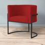 Imagem de Kit 2 Poltronas Decorativa Luana Suede Vermelho Base Preta Mz Decor