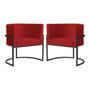 Imagem de Kit 2 Poltronas Decorativa Luana Suede Vermelho Base Preta Mz Decor