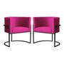 Imagem de Kit 2 Poltronas Decorativa Luana Veludo Rosa Pink Base Preta Mz Decor