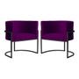 Imagem de Kit 2 Poltronas Decorativa Luana Veludo Roxo Base Preta Mz Decor