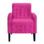 Imagem de Kit 2 Poltronas Decorativa Luiza Veludo Rosa Pink Pés Madeira Ms Decor